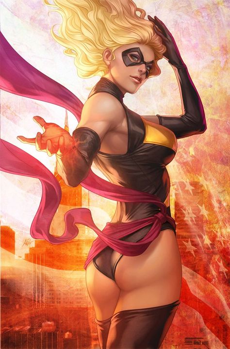 Carol Danvers/Ms. Marvel by Stanley Artgerm Lau Wonder Woman Comics, Miss Hulk, Miss Marvel, Heroic Fantasy, Carol Danvers, Charcoal Drawings, Bd Comics, Art Manga, Comics Girls