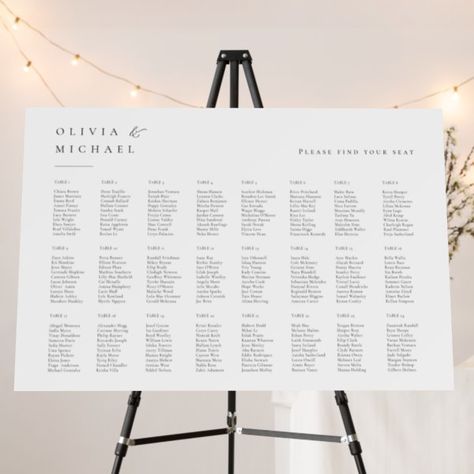 Simply Elegant Typography Wedding Seating Chart Foam Board Alphabetical Seating Chart, Table Seating Chart, Minimalist Photos, Invitation Kits, Seating Chart Wedding, Jackson Pollock, Custom Bridal, Halloween Wedding, Wedding Seating