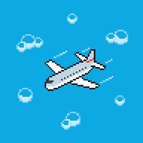 Pixel plane | elenabo Pixel Airplane, Plane Pixel Art, Plane Cross Stitch, Pixel Sky Wallpaper, Plane Cross Stitch Pattern, Spaceship Pixel Art, Plane Wallpaper, Plane Drawing, Claw Machine