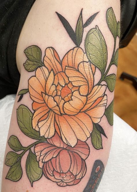 Flower Patch Tattoo, Neotraditional Patchwork Sleeve, Neotrad Flowers, Poppy Tattoo Ideas, Poppy Tattoo Meaning, California Poppy Tattoo, Bloom Tattoo, Poppy Flower Tattoo, Poppy Tattoo