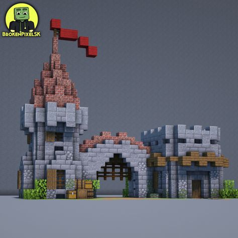 Minecraft Castle Gatehouse, Minecraft Outpost Tower, Gatehouse Minecraft, Mini Castle Minecraft, Minecraft Gatehouse, Minecraft Mini Castle, Minecraft Gate, Minecraft Shops, Minecraft Redstone