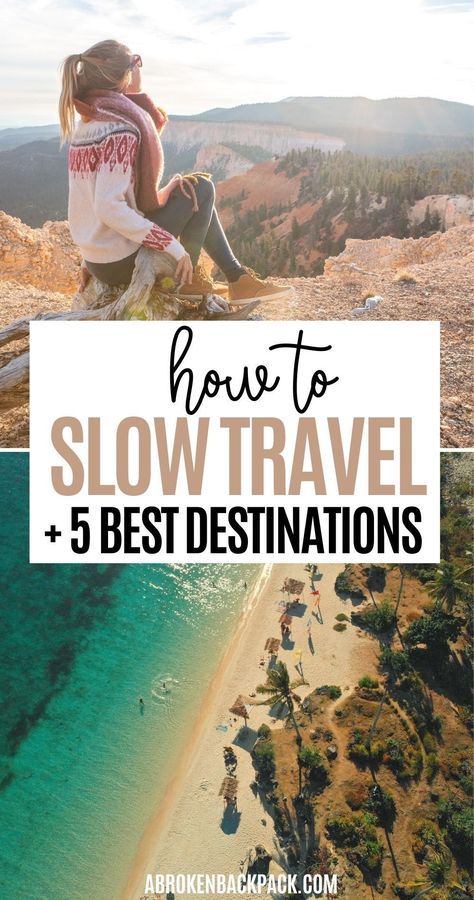 Thinking of going on a slow travel adventure? Read our slow travel tips to find out everything we know about slow traveling. Explore the best destinations for slow travel and learn how to travel further, and longer. Our guide gives you tips so that you can travel long-term without breaking the bank. Click the pin to read more! Travel On A Budget, Travel Captions, Scenic Road Trip, Long Term Travel, Travel Plan, Slow Travel, Backpack Travel, Budget Travel Tips, Travel Pins