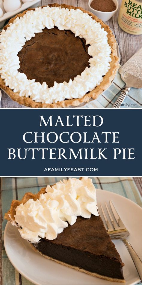 Chocolate Buttermilk Pie, Clobber Recipes, Mile High Pie Recipe, Chocolate Buttermilk Pie Recipe, Buttermilk Cakes, Unique Pie Recipes, Buttermilk Pie Recipe, Yummy Pies, Feast Recipes