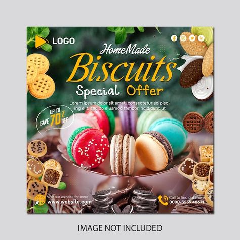 Home Made Biscuits, Homemade Biscuits, Social Media Banner, Post Design, Home Made, Special Offer, Design Template, Biscuits, Social Media