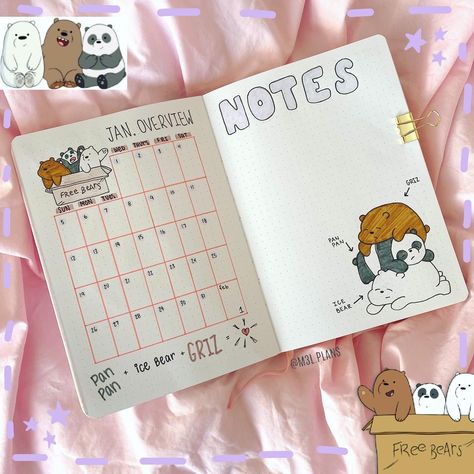 We Bare Bears Journal Ideas, We Bare Bears Journal, Buttlet Journal Ideas, Buttlet Journal, Flip Books Diy, Bullet Journal Calendar, Boulet Journal, Journal Calendar, Bullet Journal Cover Ideas