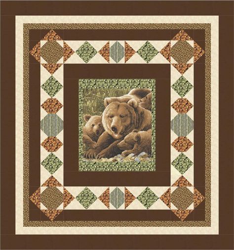 Masculine Artwork, Moose Quilt, Attic Windows, Deer Quilt, Wildlife Quilts, Quilt Panels, Panel Quilt Patterns, Panel Ideas, Quilt Borders