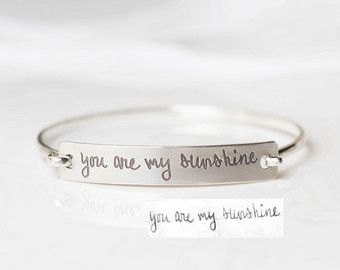 Handwriting Bracelet  Custom Actual by CaitlynMinimalist on Etsy Coordinates Jewelry, Handwriting Bracelet, Signature Bracelet, Handwriting Jewelry, Treasure Jewelry, Fingerprint Jewelry, Keepsake Jewelry, Silver Jewelry Rings, Name Jewelry