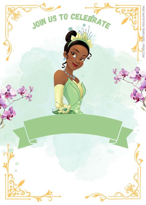 FREE Charming The Princess And The Frog Birthday Invitation Templates Check more at https://www.fridf.com/free-charming-the-princess-and-the-frog-birthday-invitation-templates/ Princess And The Frog Party Invitations, Princess And The Frog Birthday, Tiana Party, Princess Tiana Party, Princess Tiana Birthday Party, Tiana Birthday Party, Frog Birthday Party, Frog Birthday, Tiana And Naveen