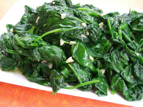 Asian Sauteed Spinach | Food.com Baby Spinach Recipes, Sauerkraut Salad, Garlic Food, Garlic Recipe, Low Cholesterol Diet, Low Cholesterol Recipes, Sauteed Spinach, Garlic Recipes, Spinach Recipes