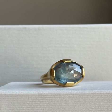 Dimond Ring, Oval Stone Ring, Blue Sapphire Ring, Blue Sapphire Rings, Oval Stone, Treasure Chest, 22k Gold, Copper Jewelry, Stone Ring