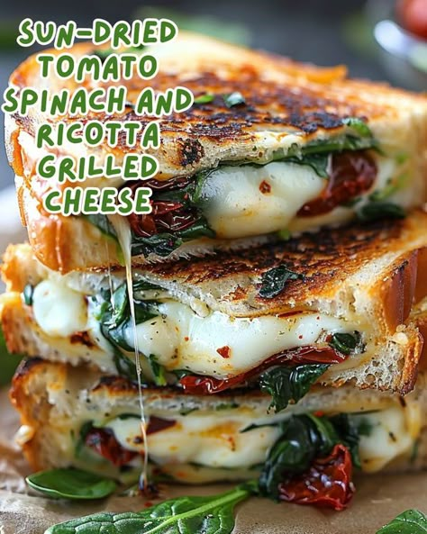 Cheap Fancy Meals, Ricotta Grilled Cheese, Fancy Grilled Cheese, Kid Foods, Tomato Spinach, Panini Recipes, Spinach And Ricotta, Savory Foods, Spinach Ricotta