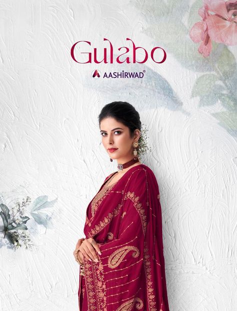 Aashirwad Creation Gulabo Designer Pure Dola Silk with Embroidery Work Dress Material Collection Online From Fashion GoGirls At Wholesale Price. Motion Graphics Trends, Dress Poster, Salwar Kameez Mens, Wedding Album Layout, Fashion Web Design, Instagram Grid Design, Suits Pakistani, Bhai Dooj, Character Posters