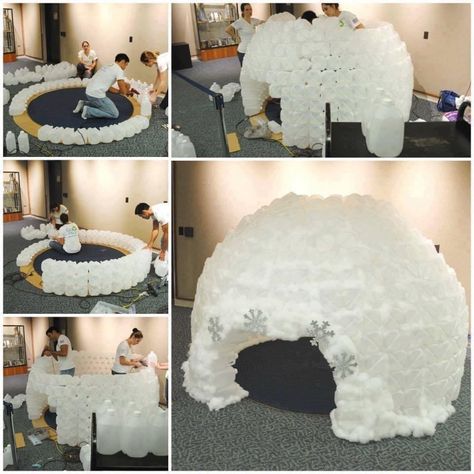 Diy Igloo, Milk Jug Igloo, Build An Igloo, Christmas Parade Floats, Giant Card, Milk Jugs, Winter Wonderland Party, Christmas Float Ideas, Card Board