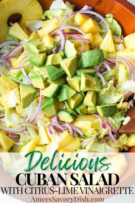 Dominican Avocado Salad, Easy Iceberg Lettuce Salad, Iceberg Lettuce Salad Recipes, Iceberg Lettuce Salad, Cuban Recipe, Banana Salad, Amazing Salads, Lettuce Salad Recipes, Lettuce Recipes