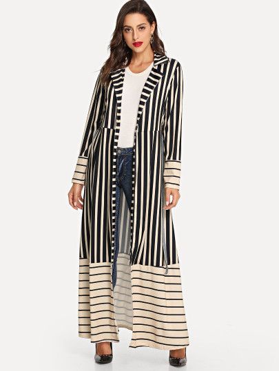 Shop Striped Self Tie Waist Outerwear online. SheIn offers Striped Self Tie Waist Outerwear & more to fit your fashionable needs. Bermuda Shorts Outfit Summer, Stripped Kurti Designs Latest, Striped Abaya Designs, Long Kimono Outfit, Spring Striped Kaftan For Beach Cover-up, Casual Striped V-neck Kaftan, Smart Casual Women Outfits, Multicolor Long One-size Kimono, Smart Casual Women