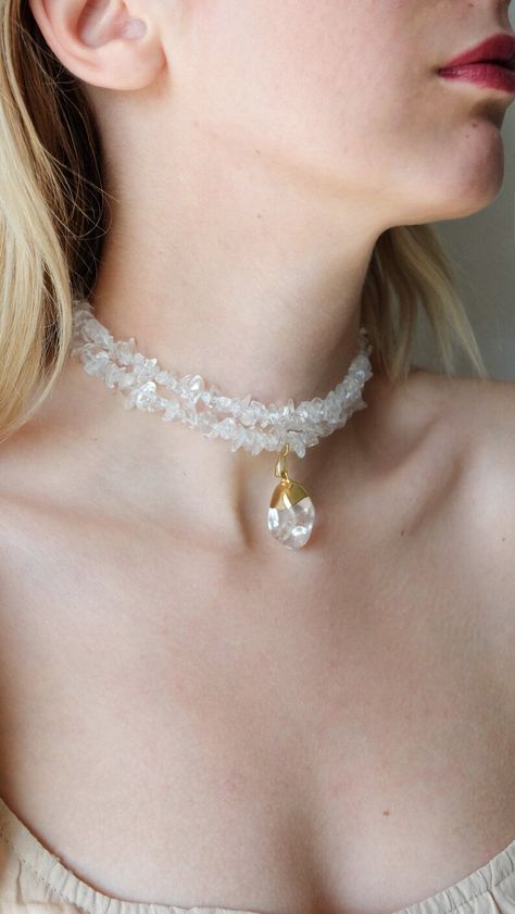 Crystal Quartz Necklace, Quartz Choker, Gemstone Choker, Large Crystal, Crystal Choker, You Want Me, Gift Message, Large Crystals, Crystal Quartz