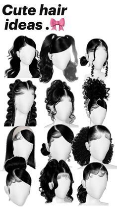 Black Back To School Hairstyles, Out Of The Face Hairstyles, Imvu Hairstyles, Hairstyles For Back To School, Cute Hair Ideas, Hairstyles With Curled Hair, Perfect Curly Hair, Quick Curly Hairstyles, Hair Stripes