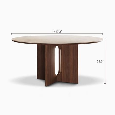 47.2" Modern Round Sintered Stone Dining Table with Cross Pedestal Base for Dining Room, Kitchen Table 4 to 6 Seats in Walnut &White Sintered Stone Dining Table, Plywood Chair, Stone Dining Table, Round Table Top, Sintered Stone, Solid Wood Dining Table, Dining Room Kitchen, 4 People, Modern Round