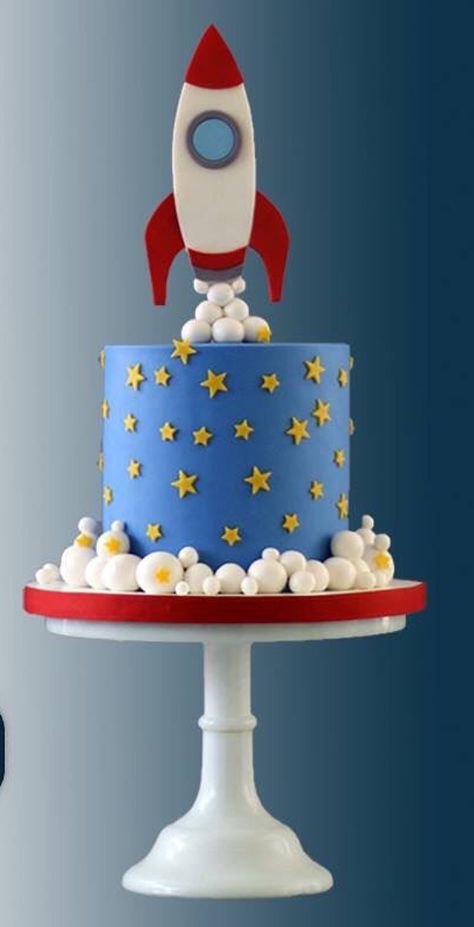 Buttercream Space Birthday Cake, Space Fondant Cake, Rocket Ship Smash Cake, Rocket Theme Cake, Rocket Ship Cake Space Theme, Rocketship Birthday Cake, Rocket Ship Birthday Cake, Rocket Themed Birthday Party, Rocket Cakes For Boys