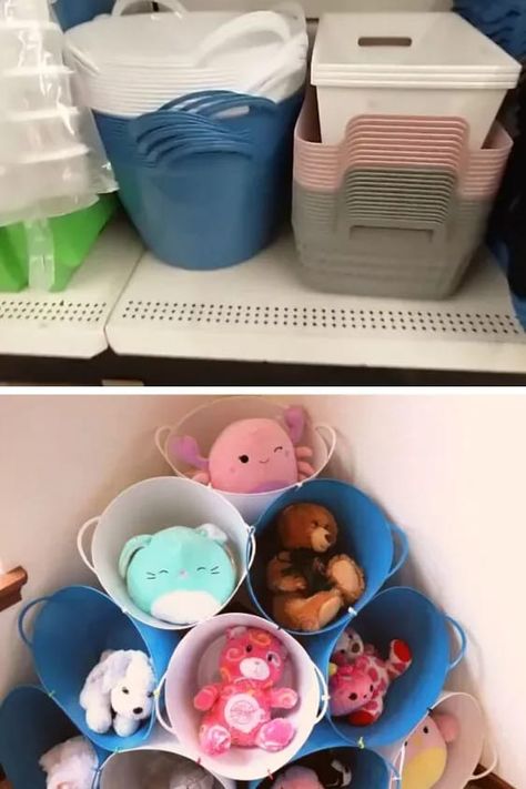 Organize kids room with dollar tree bins with this toy storage you can make for cheap. #dollartreeorganizing #dollarstore #orgnizationtips Toy Storage Diy Dollar Stores, Dollar Tree Playroom Organization, Dollar Tree Toy Storage, Dollar Tree Toy Organization, Toy Storage Cabinets, Organize Kids Room, Organizing Aesthetic, Dollar Tree Toys, Diy Dollar Tree Gifts