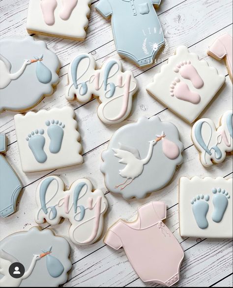 Gender Reveal Cookies, Gender Reveal Themes, Gender Reveal Cake, Baby Cookies, Baby Themes, Baby Gender Reveal, Baby Shower Cookies, Baby Reveal, Reveal Ideas