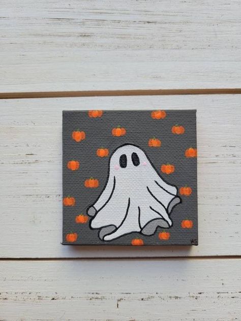 Halloween Canvas Paintings, Halloween Canvas Art, Cute Easy Paintings, Fall Canvas Painting, Fall Canvas, Simple Canvas Paintings, Cute Canvas Paintings, Easy Canvas Art, Canvas Painting Designs