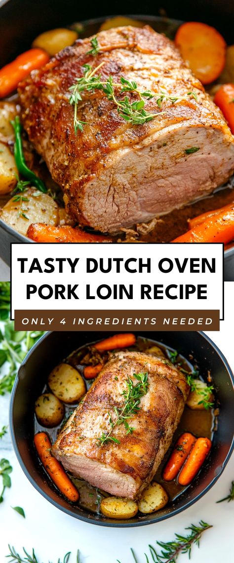 Image for Tasty Dutch Oven Pork Loin Recipe The Best Pork Loin Recipes, Pork Loin Pot Roast, Best Way To Cook A Pork Loin, Tender Pork Loin Recipes Oven, Pork Tenderloin Pot Roast, Pork Loin Recipes For Christmas Dinner, Braised Pork Loin Dutch Ovens, How To Cook Pork Loin Roast, Dutch Oven Sausage Recipes