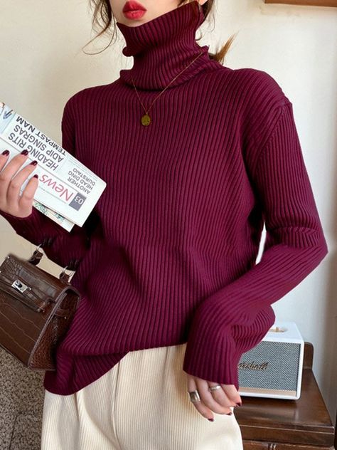 Split Sweater, Winter Typ, Sleeves Sweater, Cashmere Sweater Women, Leisure Fashion, High Neck Long Sleeve, Round Neck Sweaters, Loose Sweater, Fashion Seasons