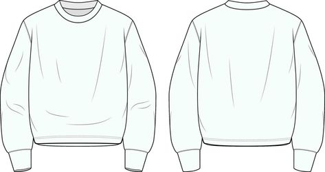 Basic Crewneck Sweatshirt Vector Design Template Illustration Hoodie Vector, Basic Crewneck, Clothing Templates, Fashion Vector, Flat Drawings, Fashion Design Template, T Shirt Design Template, Best T Shirt Designs, Flat Sketches