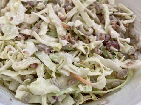 Coleslaw With Bacon, Blue Cheese Salad Dressing, Blue Cheese Coleslaw, Sunflower Seed Recipes, Cheese Salad Dressing, Blue Cheese Salad, Blue Cheese Dressing, Coleslaw Mix, Cheese Salad