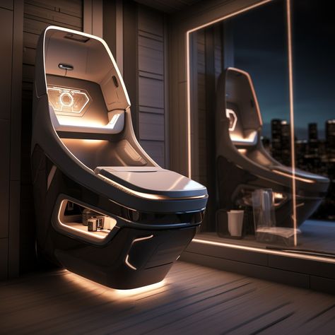 Futuristic Toilet, Aerospace Design, Princess Makeover, Driveway Lighting, Disney Princess Makeover, Kiosk Design, Water Closet, Smart Gadget, Futuristic City