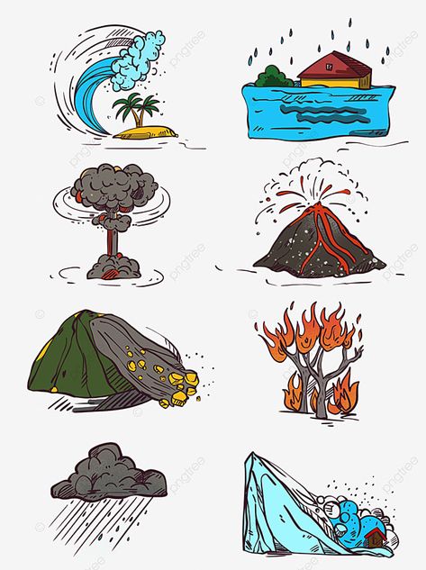 Natural Disasters Illustration, Types Of Natural Disasters, Graphic Nature Design, Disasters Illustration, Natural Resources Drawing, Natural Disasters Project Cover Page, Natural Resources Project, Natural Disasters Drawing, Disasters Drawing