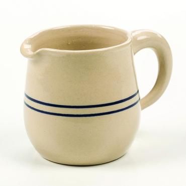 Heritage Blue Stripe Stoneware Syrup Pitcher. Lehmans.com Pretty Pottery, Rachel Khoo, Pottery Makers, Pitcher Vase, Hand Thrown Pottery, Milk Honey, Beauty Natural, Thrown Pottery, Food Storage Containers