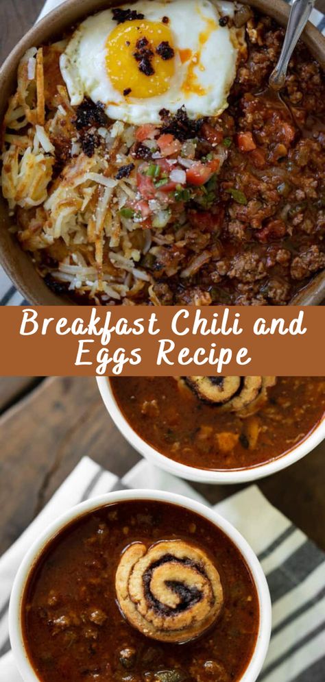 Chili And Eggs Breakfast, Breakfast Chili, Chili Breakfast, Energy In The Morning, Chili Rice, Turkey Breakfast Sausage, Leftover Chili, Chili Crisp, Traditional Chili