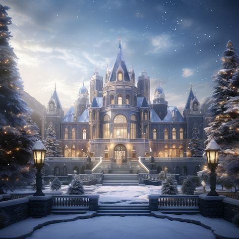 Fantasy Mansion Interior, The Winter Court Acotar, Fantasy Palace Art, Mansion Fantasy Art, Winter Court Aesthetic, Fantasy Palace Aesthetic, Winter Mansion Exterior, Fantasy Castle Bedroom, Fantasy Mansion Art