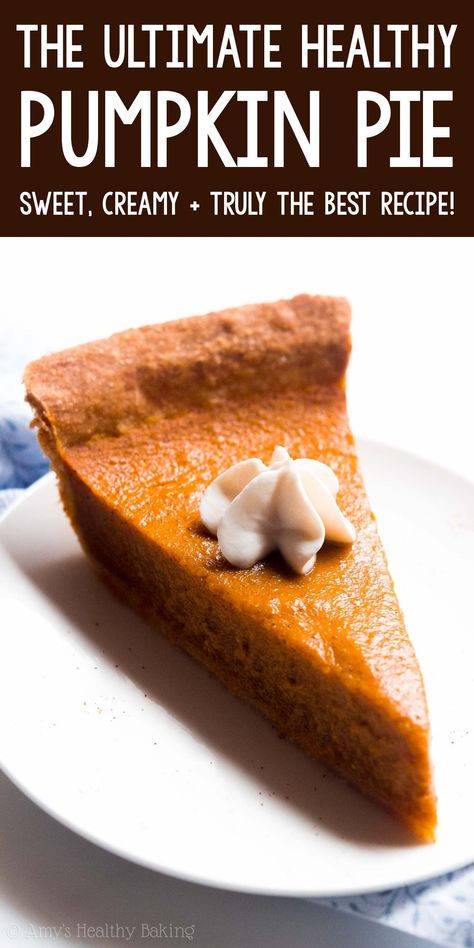 The ULTIMATE Healthy Pumpkin Pie Recipe - sweet, creamy & absolutely the BEST! This "skinny" pie doesn't taste healthy AT ALL!! You'll never use another pumpkin pie recipe again! ♡ homemade clean eating healthy pumpkin pie recipe. easy no sugar pumpkin pie filling and crust recipe. best ever pumpkin pie recipe from scratch for thanksgiving. Pumpkin Pie Filling Recipe Healthy, No Crust Pumpkin Pie Healthy, Healthy Pumpkin Pie Filling Recipes, Healthy Pumpkin Pie Crust, Mediterranean Pumpkin Pie, Easy Healthy Pumpkin Pie, Protein Pumpkin Pie Recipe, Pumpkin Pie Recipe Easy Healthy, Low Sugar Pumpkin Pie Recipe