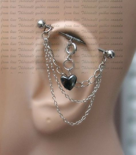 Industrial Bar Earring, Piercing Industrial, Industrial Piercing Jewelry, Bar Earring, Piercing Inspo, Cool Ear Piercings, Pretty Ear Piercings, Grunge Jewelry, Goth Earrings