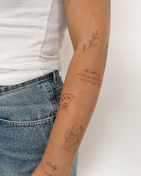 sticker sleeve, tattoo ideas for girls, girly tattoos, patchwork, small tattoos Sticker Sleeve Women, Sticker Sleeve Ideas, Sticker Tattoo Sleeve Women, Female Sticker Sleeve Tattoo, Chinese Patchwork Tattoo, Patchwork Women Tattoo, 2025 Tattoo Ideas, Small Fan Tattoo, Wrist Sleeve Tattoo