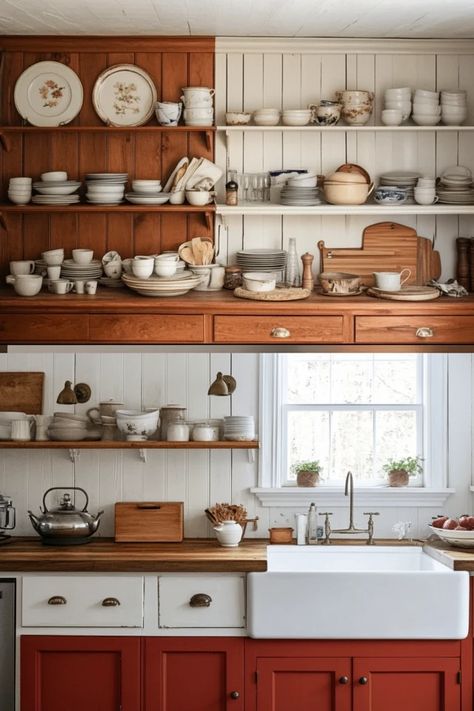 Give your kitchen a rustic, farmhouse-inspired makeover with DIY cabinets and shelving! These easy-to-follow projects will help you create the cozy kitchen of your dreams. 🏡✨ #DIYKitchenMakeover #FarmhouseStyle #RusticShelving #CabinetMakeover #DIYHomeDecor Diy Kitchen Cabinets Makeover Farmhouse, Diy Rustic Kitchen Cabinets, Barn Style Kitchen, Diy Rustic Kitchen, Farmhouse Kitchen Makeover, Style Kitchen Cabinets, Diy Kitchen Cabinets Makeover, Solid Wood Kitchen Cabinets, Solid Wood Kitchen