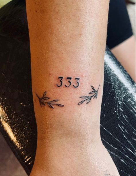 3 Letter Tattoo, 333 Tattoo Old English Font, Flower And Number Tattoo, 444 Tattoo Best Friends, 333 Minimalist Tattoo, 333 Tattoo Ideas Font, Small Tattoos Angel Numbers, 333 Font Tattoo, Ankle Tattoo Angel Numbers