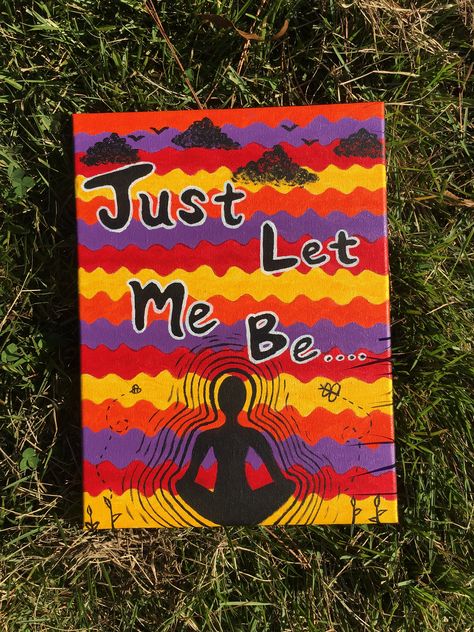 Just Let Me Be. An acrylic painting depicting you out in nature with space for your aura to breathe. Check out this painting on Etsy! Just Breathe Painting, Positive Acrylic Paintings, Spiritual Art Acrylic, Canvas Painting Spiritual, Healing Canvas Painting, Mental Health Paintings On Canvas Simple, Inspirational Paintings Canvases, Spiritual Paintings Easy, Aura Painting