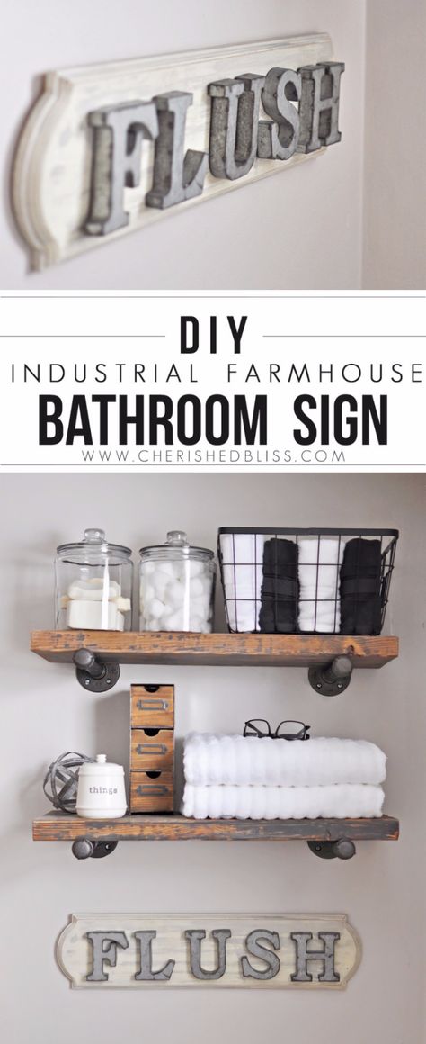 Farmhouse Half Bathroom Ideas, Farmhouse Half Bathroom, Half Bathroom Ideas, Industrial Farmhouse Bathroom, Farmhouse Bathroom Signs, Diy Bathroom Design, Diy Bathroom Decor, Design Seeds, Baby Shower Decor