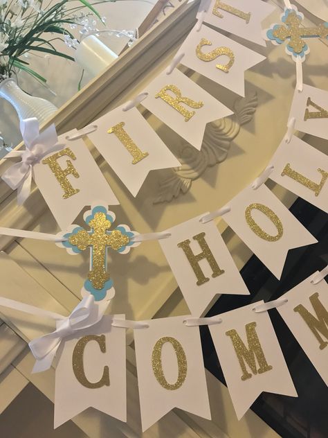 Confirmation Balloons, Holy Communion Decorations, Communion Decor, Christening Banner, First Communion Banner, Confirmation Party, Baptism Banner, Baptism Centerpieces, Holy Communion Party