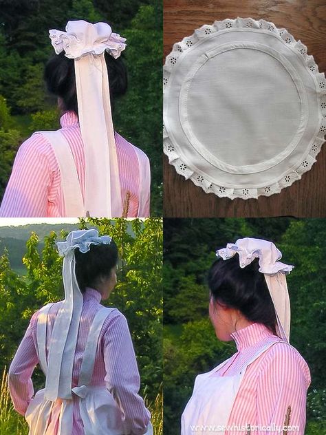 Diy Edwardian Costume, Victorian Hats Woman, Maid Hat, Mob Cap, Victorian Maid, Victorian Sewing, Edwardian Costumes, House Maid, Edwardian Hat