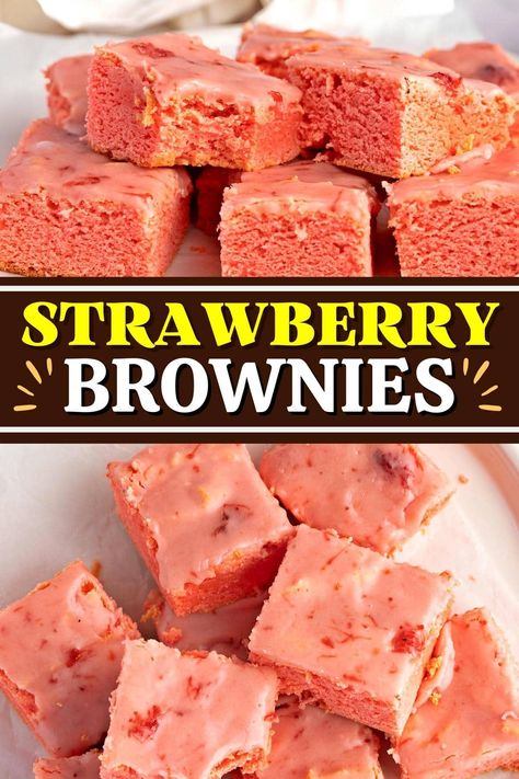 Are you in a dessert rut? Strawberry brownies will help you out! Every bite is fruity, chewy, and delicious. They are perfect for parties, potlucks, and more! Strawberry Brownies Recipe, Restaurant Desserts, Brownies Recipes, Lemon Seeds, Strawberry Brownies, 2024 Board, Potluck Desserts, Orange Muffins, Strawberry Cake Mix