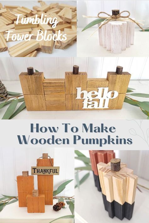 Fall Harvest Crafts, Fall Diys, Block Pumpkins, Harvest Crafts, Dollar Tree Diys, Pumpkin Diy, Fall Decor Diy Crafts, Dollar Tree Fall, Dollar Store Diy Projects