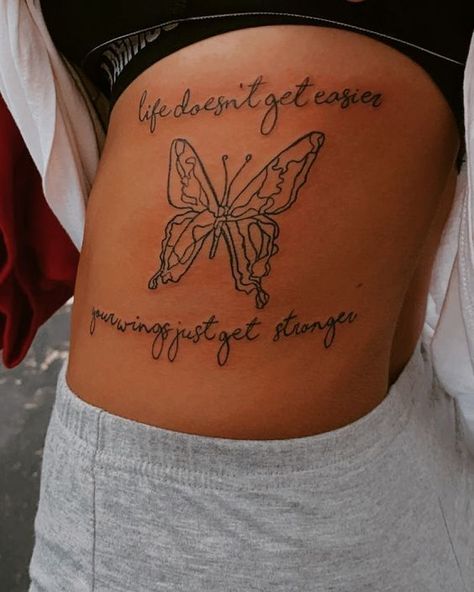 #follow #tattoos #tattooideas #blogging #blogger #blog In Remembrance Tattoos Butterfly, Life Will Go On Tattoo, Tattoos Dedicated To Mom Daughters, Memorable Tattoos Ideas, Just One Life Tattoo, Stronger Tattoos For Women, Tattoo On Arm For Women, Front Thigh Tattoos Women Quotes, Tattoos For Overcoming Struggles