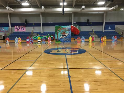 Hawaiian Themed Pep Rally 8•26•16 Gym Decorations Beach Pep Rally, Rally Ideas, Rally Idea, Hawaiian Theme, Pep Rally, Student Council, School Motivation, Leadership, Bulldog