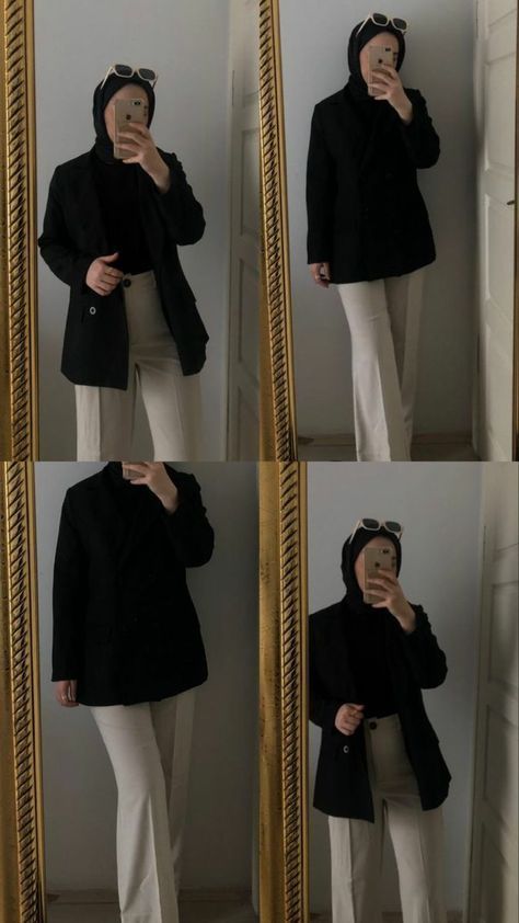 Stylish Outfits Hijab, All Black Hijab Outfit, Elegant Outfit Hijab, Elegant Hijab Outfit, Outfit For Hijab, Black Outfit Hijab, Black Hijab Outfit, Hijab Fashion Summer, Modest Casual Outfits