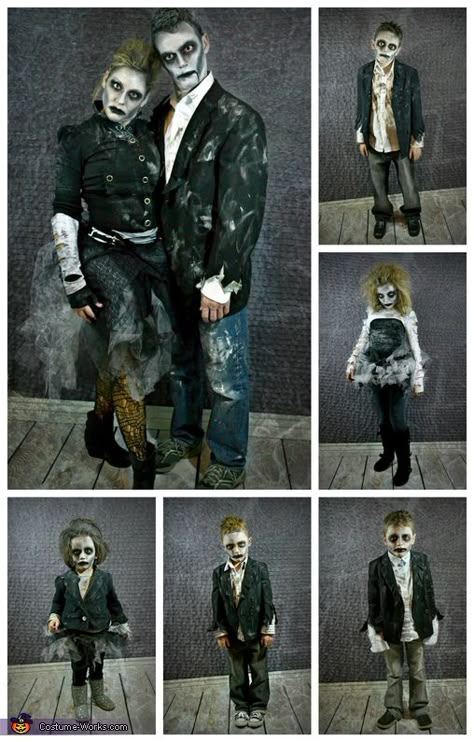 Boy Zombie Costume, Homemade Zombie Costume, Apocalypse Family, Zombie Costume Kids, Family Themed Halloween Costumes, Zombie Costumes, Zombie Clothes, Zombie Kid, Zombie Halloween Costumes